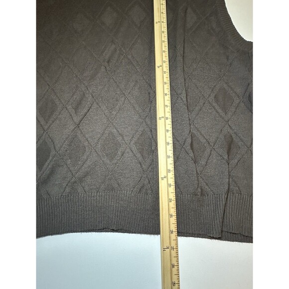 OSCAR DE LA RENTA Chocolate Brown Argyle V-Neck Sleeveless Sweater Vest Mens XXL - Picture 8 of 9